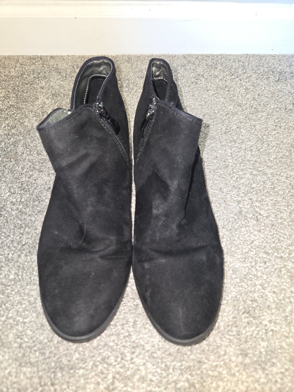 Xappeal Black Suede Ankle Booties with Side Zip